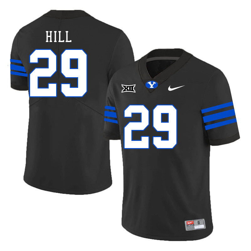 BYU Cougars #29 Jake Hill Big 12 Conference College Football Jerseys Stitched Sale-Black